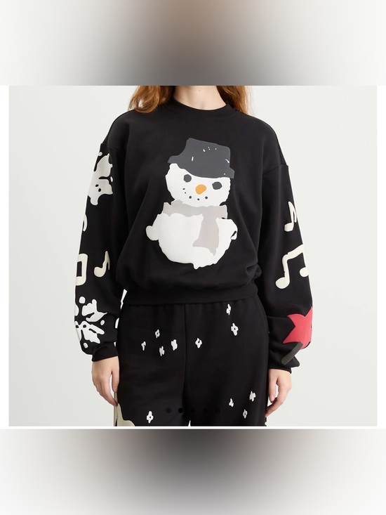 SKIMS Tops - CPF COTTON FLEECE CLASSIC CREWNECK 
ТP-SCL-10931W ONYX SNOWMAN PRINT SIZE:
3X